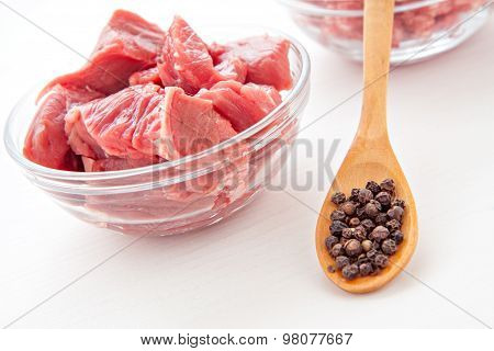 raw uncoocked meat food isolated at white background
