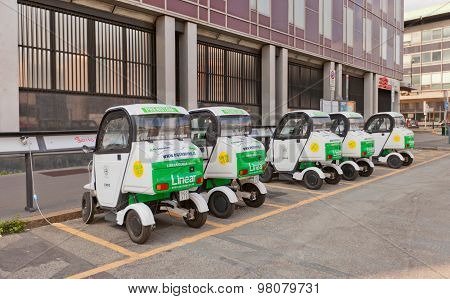 Electric Car Charging In Milan, Italy