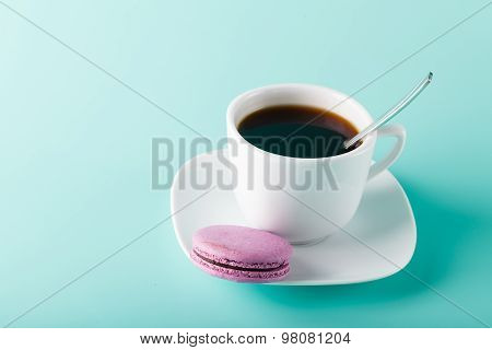 Coffee Cup On Aqua Background With Place For An Inscription