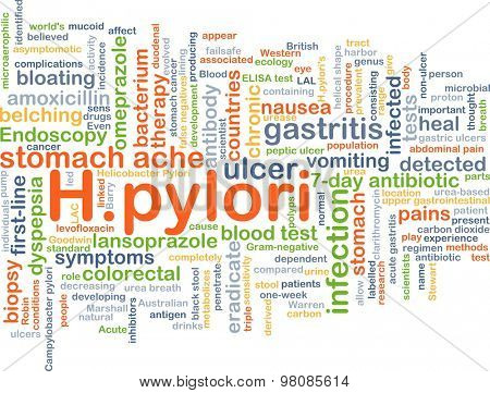 Background concept wordcloud illustration of H.pylori