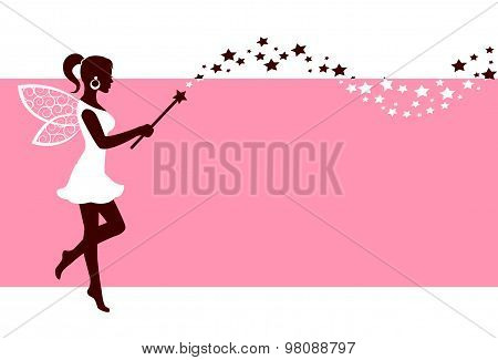 Silhouette of fairy with magic wand