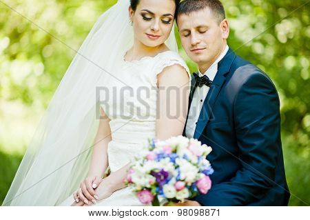 Close Up Portrait Of Wedding Couple