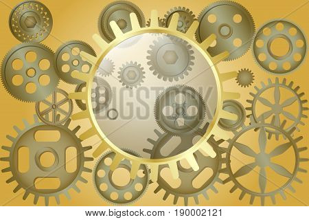 Metallic gear wheels as industrial, technical or steampunk background. Vector illustration EPS10