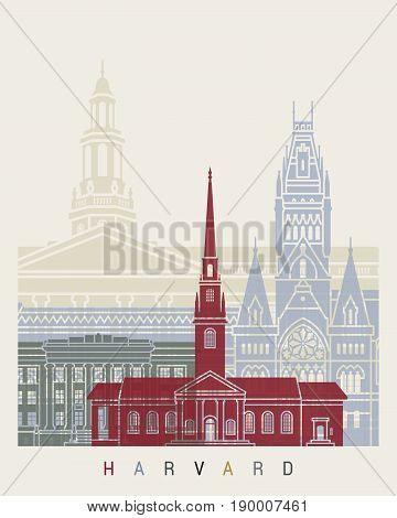 Harvard skyline poster in editable vector file
