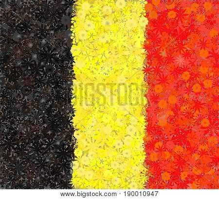Flag of Belgium with flowers. Floral background