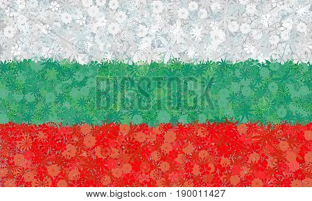 Flag of Bulgaria with flowers. Floral background