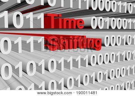 Time shifting in the form of binary code, 3D illustration