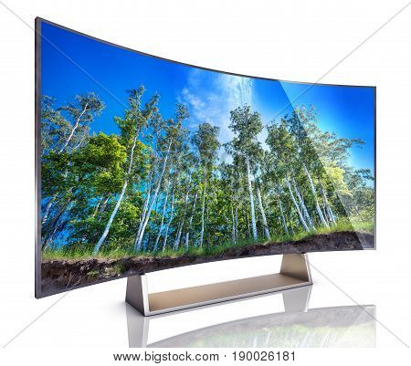 3D rendering of an wide angle curved TV