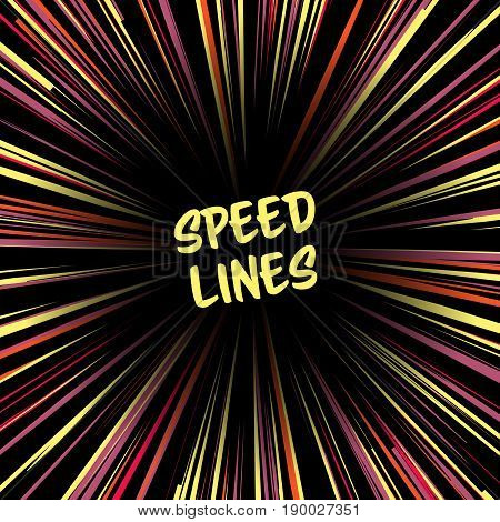 Fast speed warp vector effect. Lines Zoom Fade Converging Background. Comic book Element, Ray Power