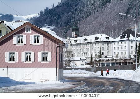 Engelberg Switzerland - 6 January 2017: The village of Engelberg on the Swiss alps