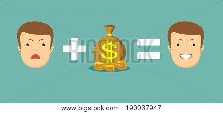 Money makes you smile. Stock vector illustration for poster, greeting card, website, ad, business presentation, advertisement design.