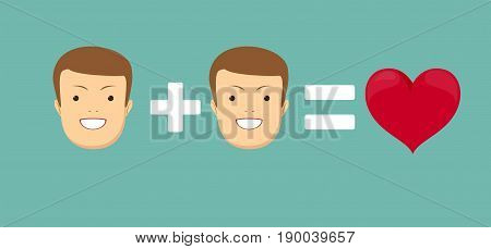 Homosexual couple in love . Stock vector illustration for poster, greeting card, website, ad, business presentation, advertisement design.