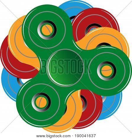Fidget spinner icon - toy for stress relief and improvement of attention span. Filled multicolor , isolated