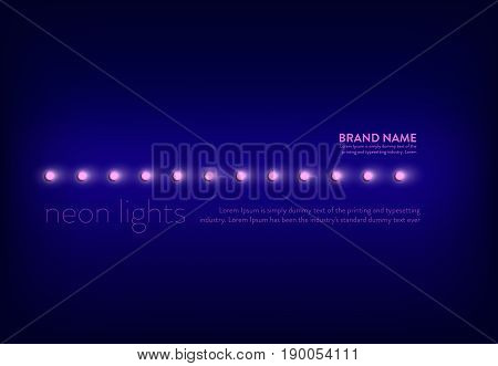 Vector illustration of a purple background with a line of pink neon lights. Excellent banner for advertising holiday discounts and sales