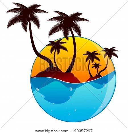 Islands with palm trees in the sea for design