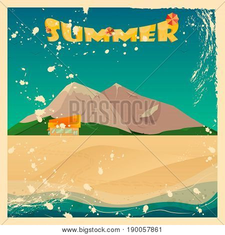 Summer Background, Vector Illustration Of The Evening Beach At S