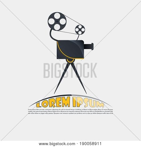 Retro Cinema Labels Badges Emblems And Design Elements. Vector Vintage Illustration.