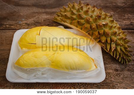Durian On A Wooden Background.