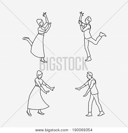 Outline Drawing Of Dancing Couple