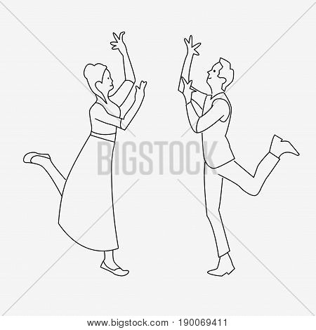Outline Drawing Of Dancing Couple