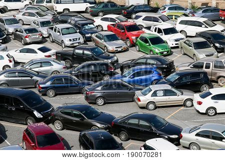BANGKOK, THAILAND - JUNE 3, 2017 : parking lot next to Chatuchak Market.