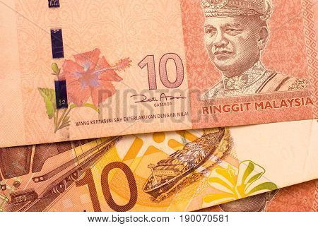 Close up Malaysia Ringgit currency note MYR