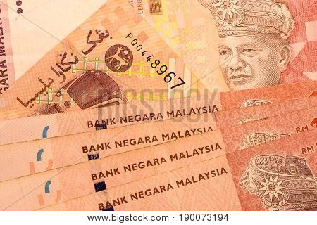 Close up Malaysia Ringgit currency note MYR