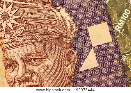 Close up Malaysia Ringgit currency note MYR