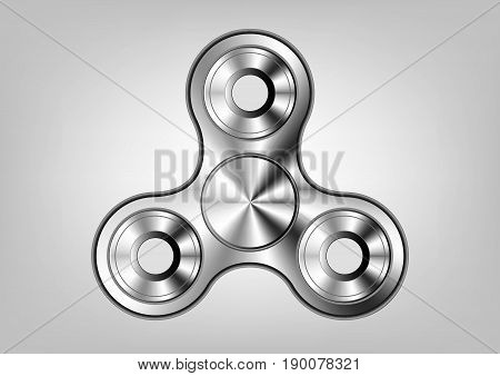 Fidget spinner icon - toy for stress relief and improvement of attention span. Filled metallic