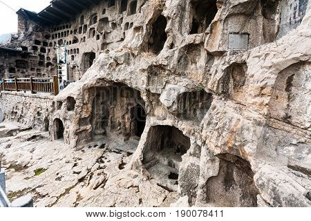 Caves And Grottoes In Wall Of West Hill In Longmen