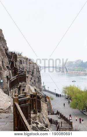 View Of Quay And Manshui Bridge In Longmen