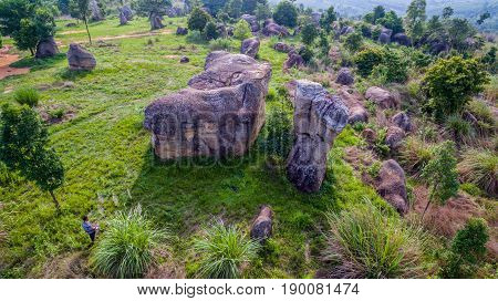 Aerial Photography Natural Stone Sculpture At Mo Hin Khao
