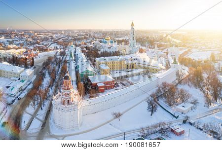 Aerial View On Trinity St. Sergy Monastery At Winter