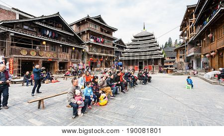 Visitors In Dong Culture Show In Chengyang