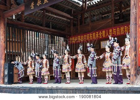 Players In Dong Culture Show In Chengyang