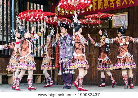 Folk Dancers In Culture Show In Chengyang Village