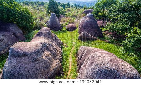 Aerial Photography Natural Stone Sculpture At Mo Hin Khao
