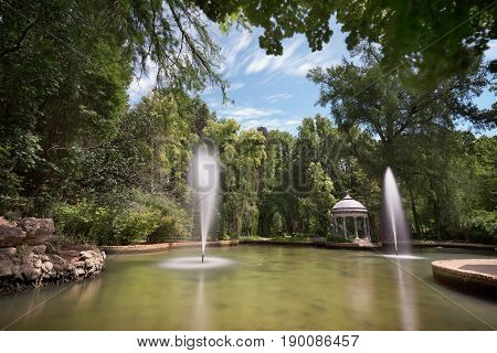 Chinesque Pond In Public Garden Of Prince Park, Aranjuez, Madrid, Spain.
