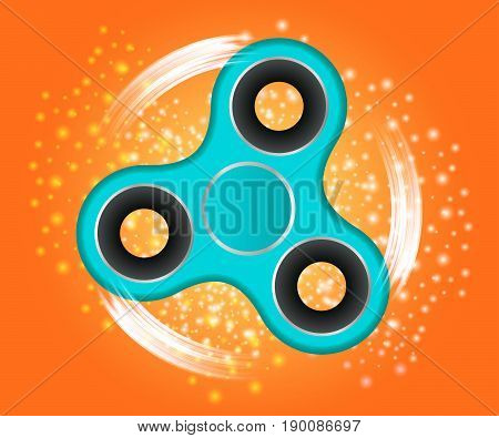 Anti-stress toy hand spinner on orange background. Vector illustration.