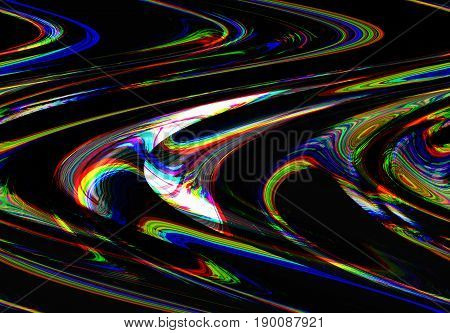 Glitch psychedelic background. Old TV screen error. Digital pixel noise abstract design. Broken pixels glitch. Television signal fail. Technical problem grunge wallpaper. Colorful noise rerto