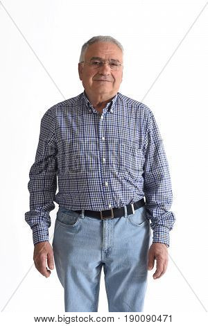 senior man isolated on white on white