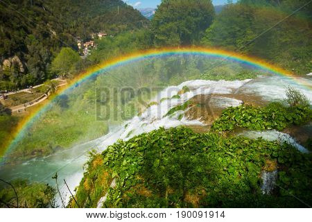Raimbow over Marmore's waterfalls in Umbria Italy