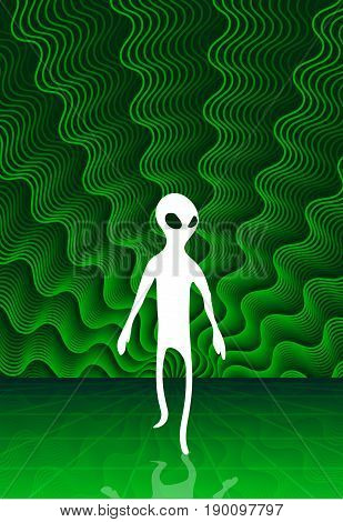 Alien Green World With Distant Horizon And Sky