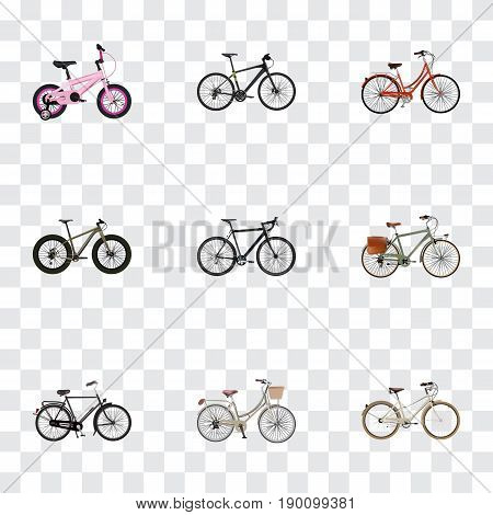 Realistic Cyclocross Drive, Retro, Working And Other Vector Elements. Set Of  Realistic Symbols Also Includes Extreme, Bmx, Hybrid Objects.