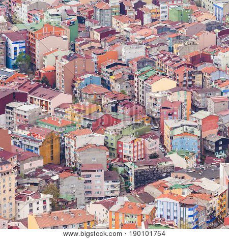 Istanbul aerial view. Panorama of modern part of the city.