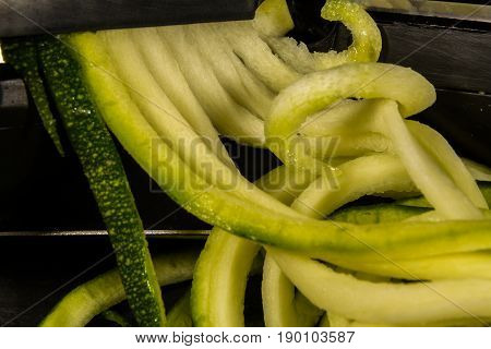 Courgette Zucchini Being Spiralised