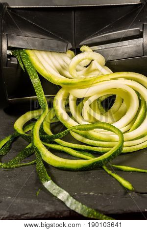 Courgette Zucchini Being Spiralised