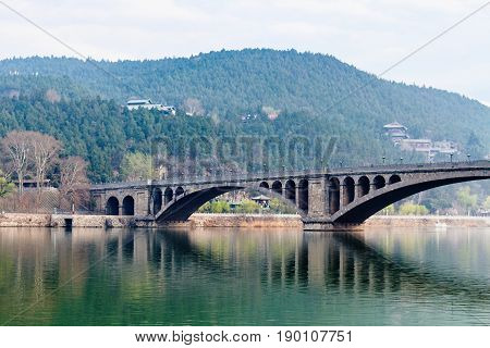 View Of Longmen Bridge Over Yi River In China