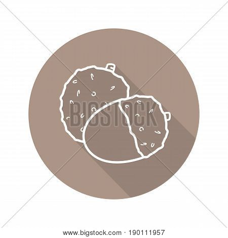 Lychee fruit flat linear long shadow icon. Vector line symbol