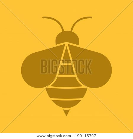 Honey bee glyph color icon. Silhouette symbol. Wasp. Apiary sign. Negative space. Vector isolated illustration